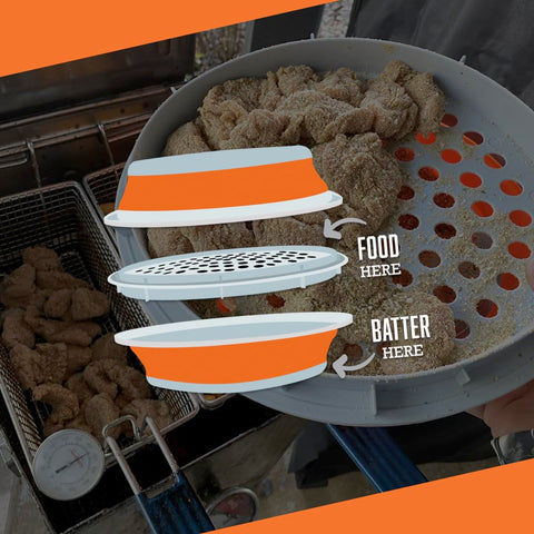 CanCooker Batter Bowl XL used for fish batter coating and even coverage.