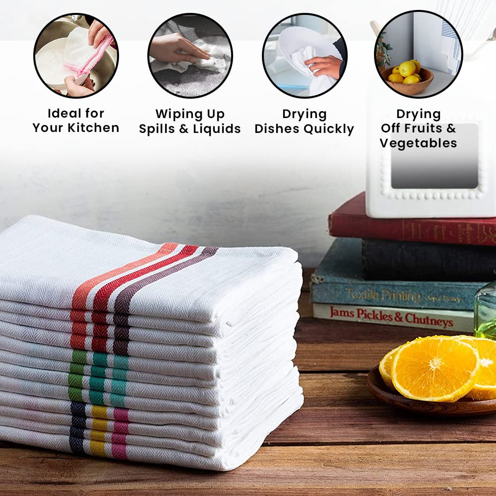Candy Cottons absorbent cotton dishtowels resist streaks and dry dishes efficiently.