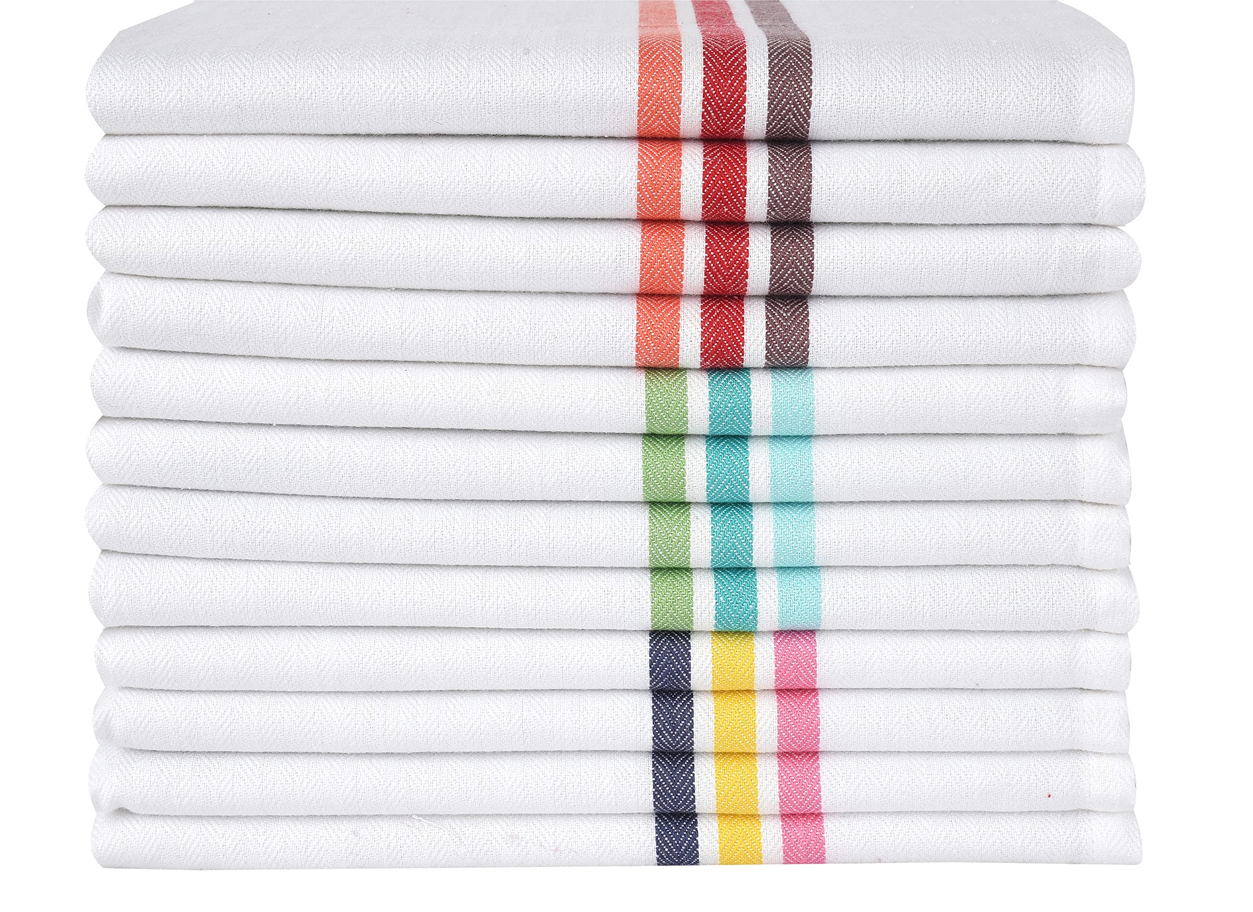 Candy Cottons stripe kitchen towels with Boho stripes for quick drying and cleaning.