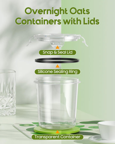 Canfanni 13oz oats jar with lids keeps portions fresh and portable.