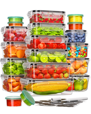 Canfanni 40-piece containers with lids for organized meal prep and easy stacking.