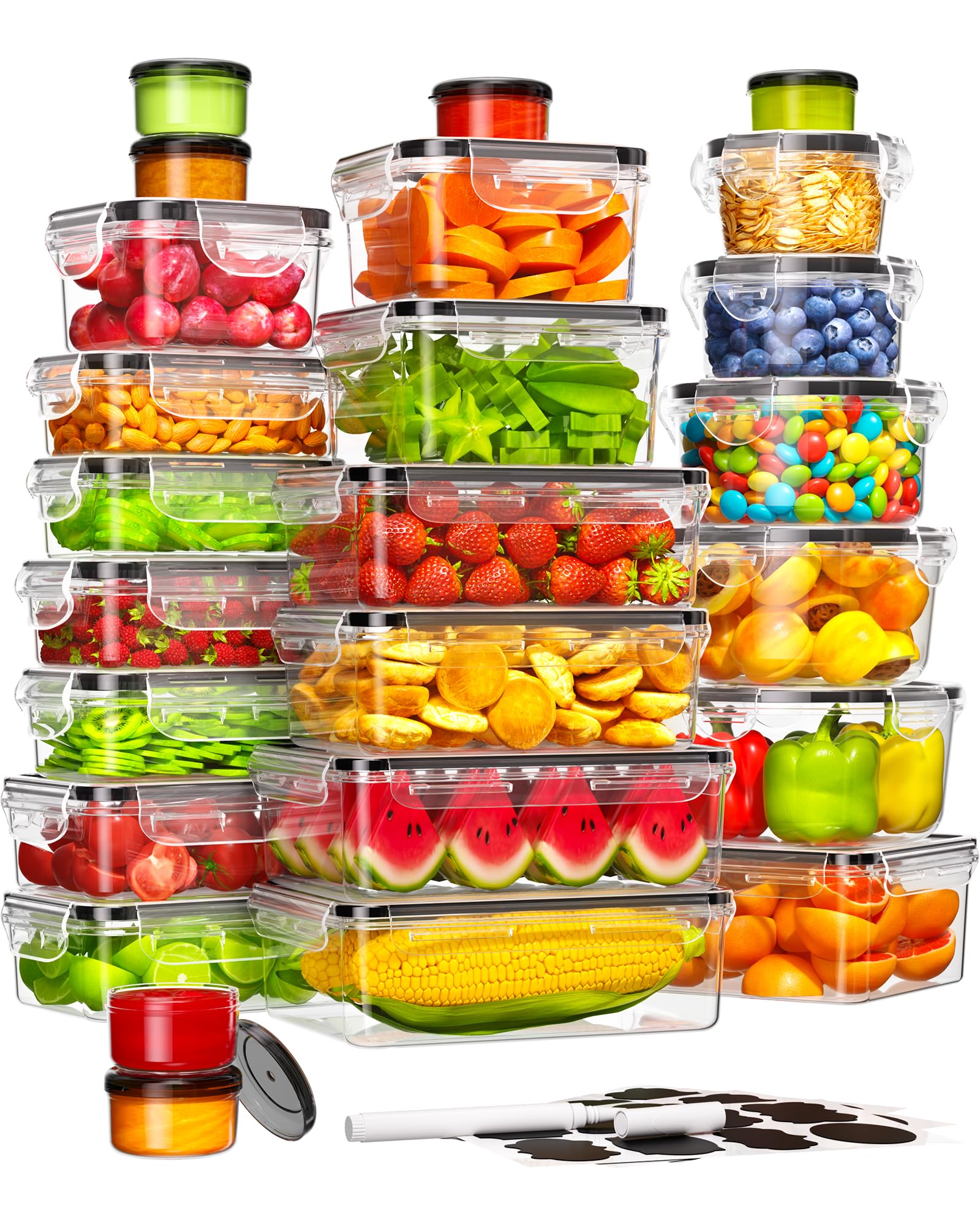 Canfanni 50-piece container set with lids for organized fridge storage