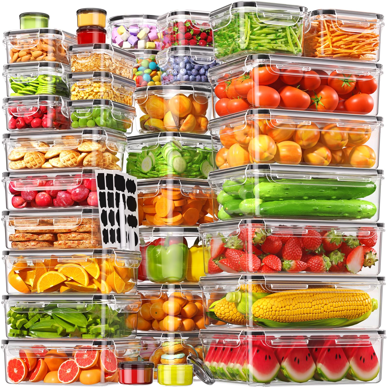 Canfanni 70pcs airtight rectangular containers for organized meal prep and freshness