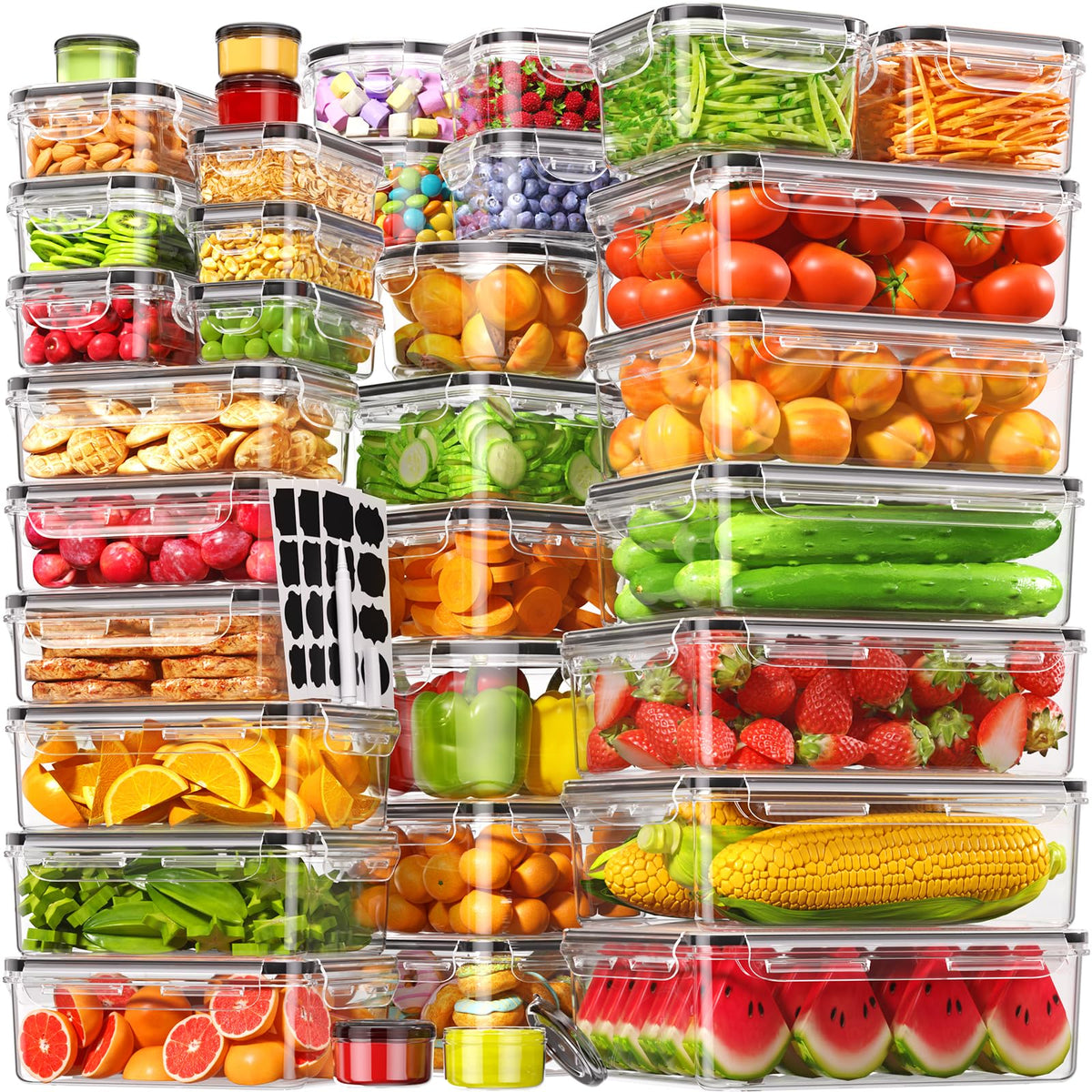 Canfanni 70pcs airtight rectangular containers for organized meal prep and freshness