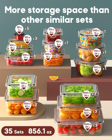 Canfanni 70pcs round containers with lids for reliable leftovers storage