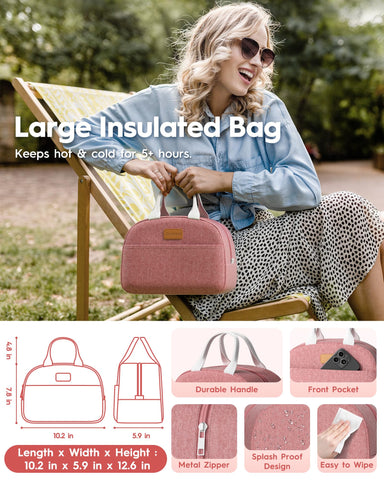 Canfanni insulated lunch bag maintains temperature for hours of fresh meals