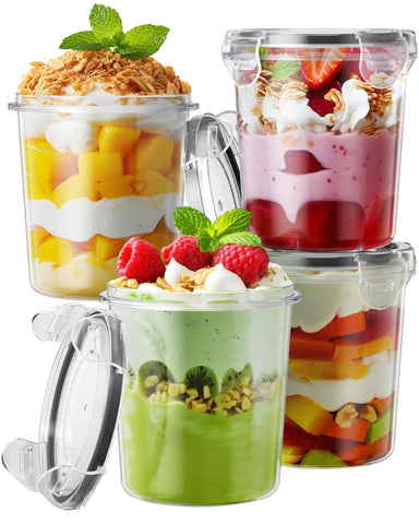 Canfanni overnight oats containers 4-pack with lids for organized meal prep on the go.
