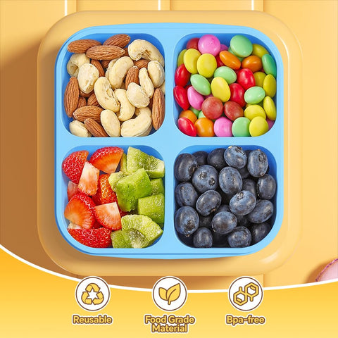 Stackable Canfanni snack boxes save space for school and travel.