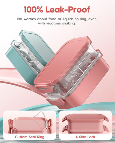 Three-stackable compartments of the Canfanni bento box organize mains, sides, and desserts