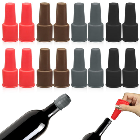 CANIPHA 16-piece silicone wine stopper set with four colors keeps wine fresh