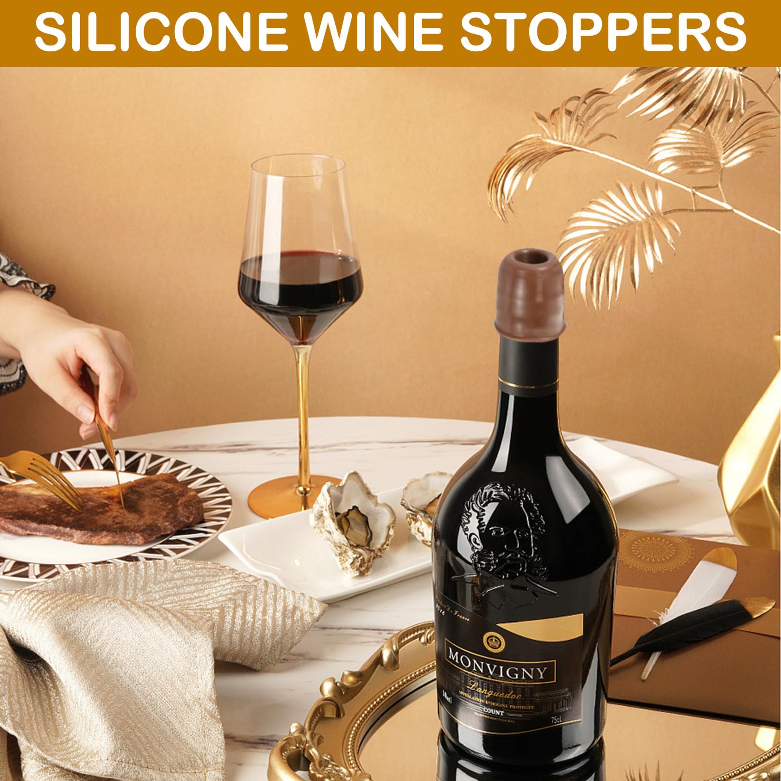CANIPHA wine stoppers in use at a home party for easy sealing