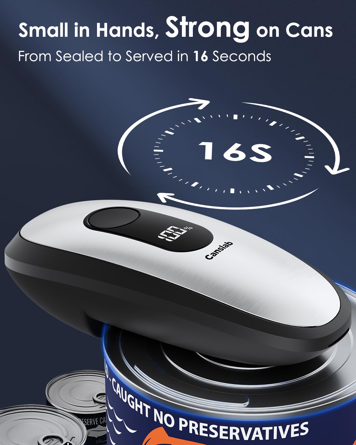 Canslab IRON LED battery check shows remaining power at a glance.