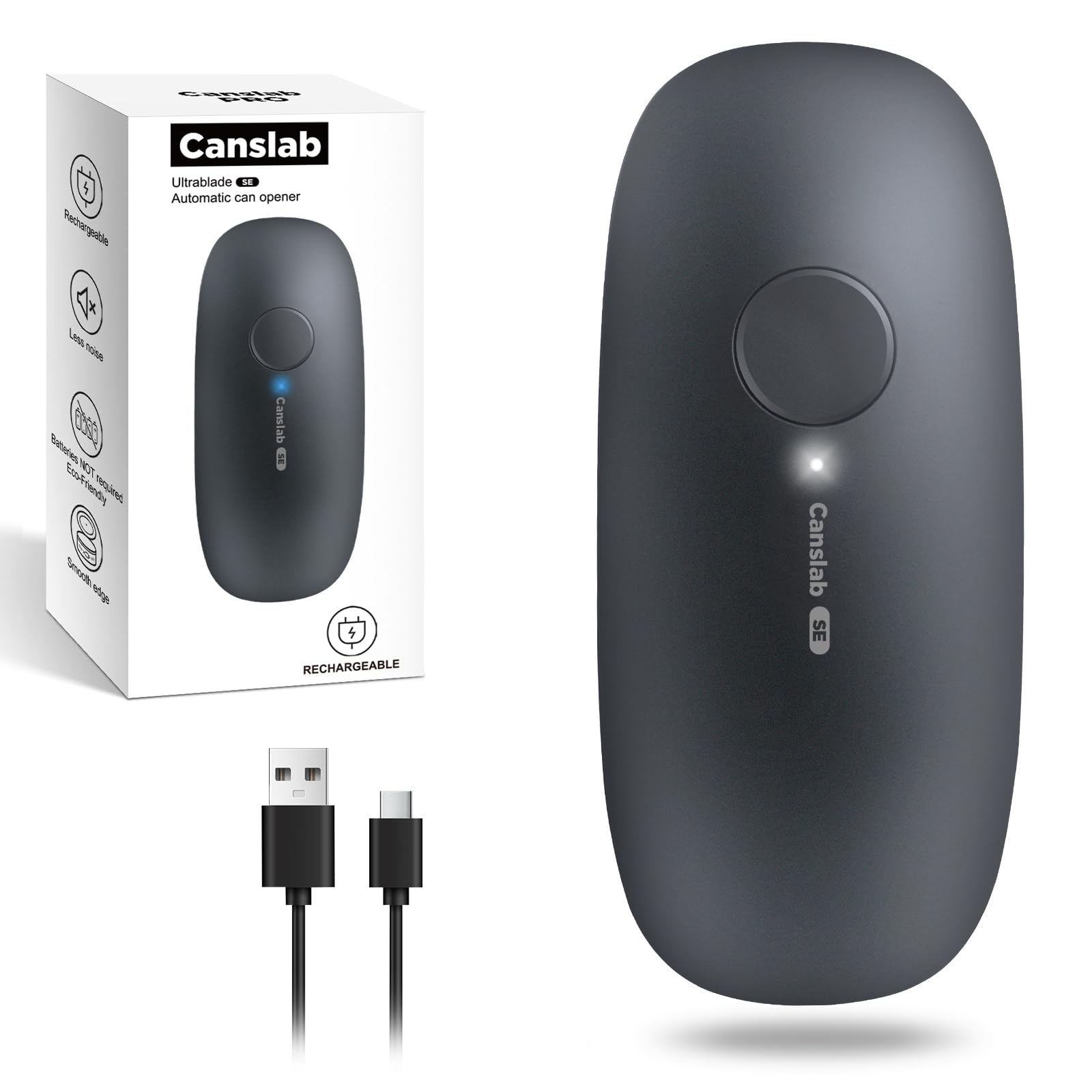 Canslab Ultrablde SE opener on a kitchen counter, cordless convenience for easy can access.
