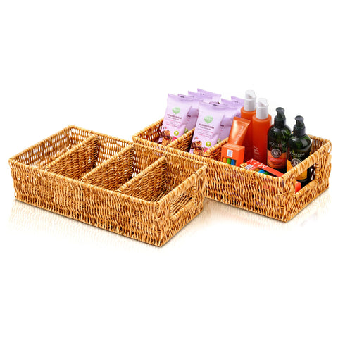 Cantalop nature-inspired rattan pantry baskets with sturdy weave for organized shelves
