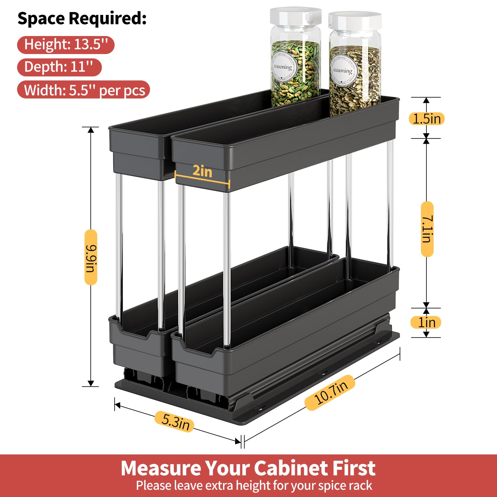 Cantami metal rails and ABS baskets show durable, BPA-free construction.
