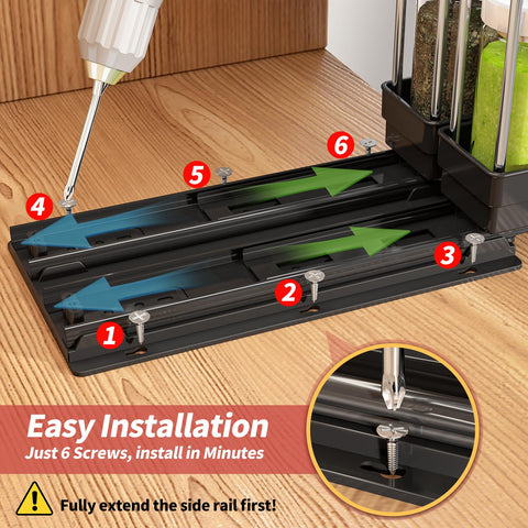 Cantami slide-out organizer with full-extension trays for quick spice selection.