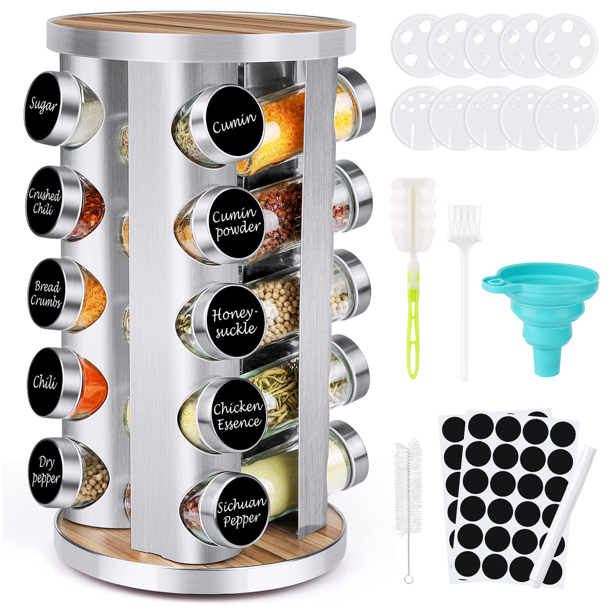 Cantami spice rack with 360° rotation for quick, easy access to spices.