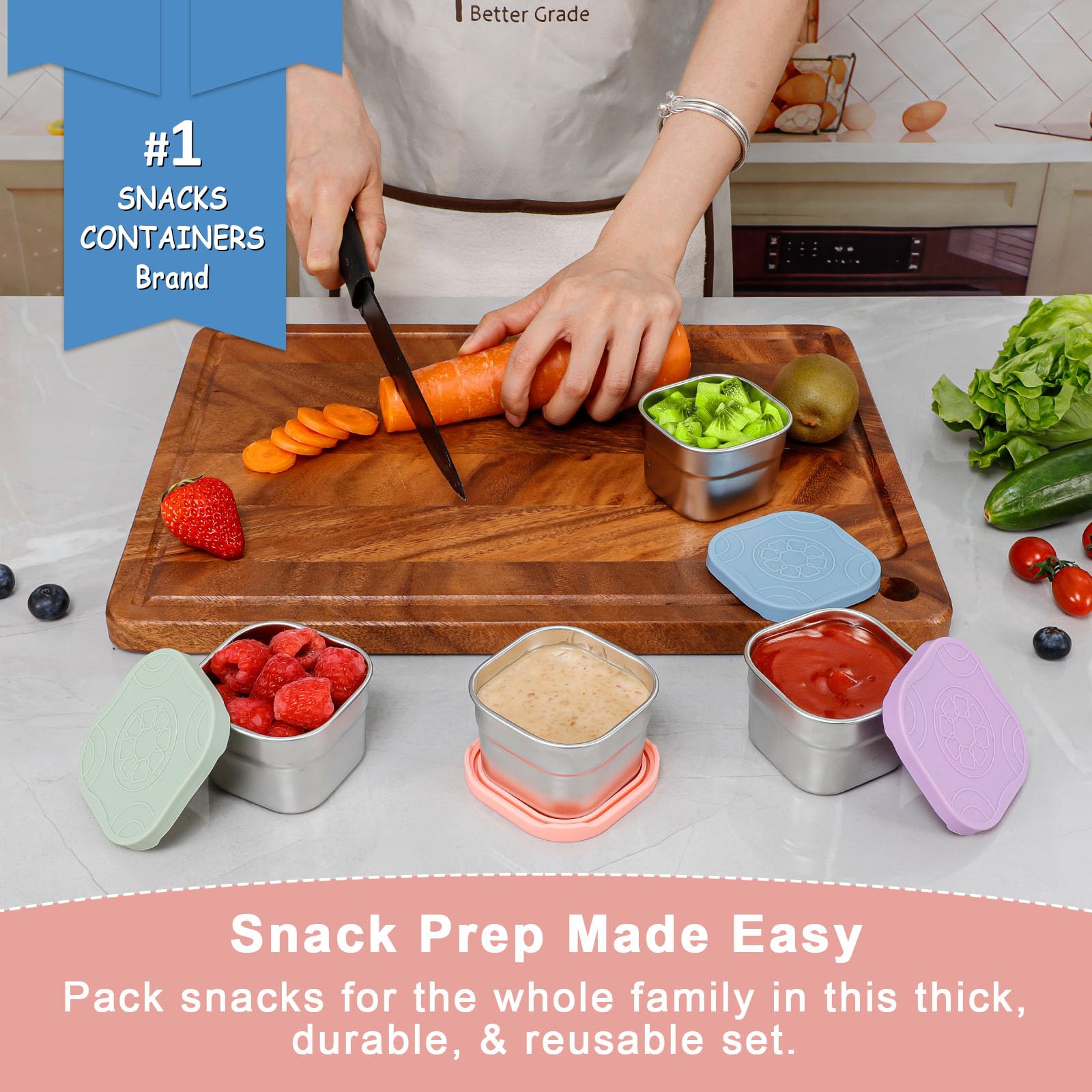 Caperci leak-proof snack container with silicone lid keeps sauces secure during travel.