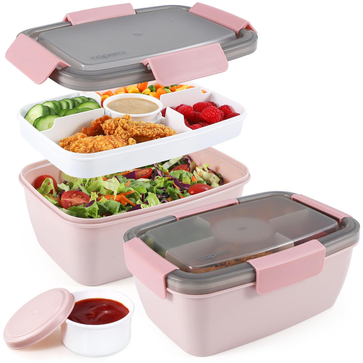 Caperci 68 oz large salad container with airtight lid for on-the-go meals