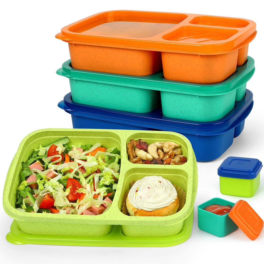 Caperci Bento 3-compartment lunchbox shows organized meals for kids and adults