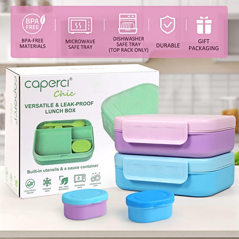 Caperci built-in reusable utensils included with lunch box