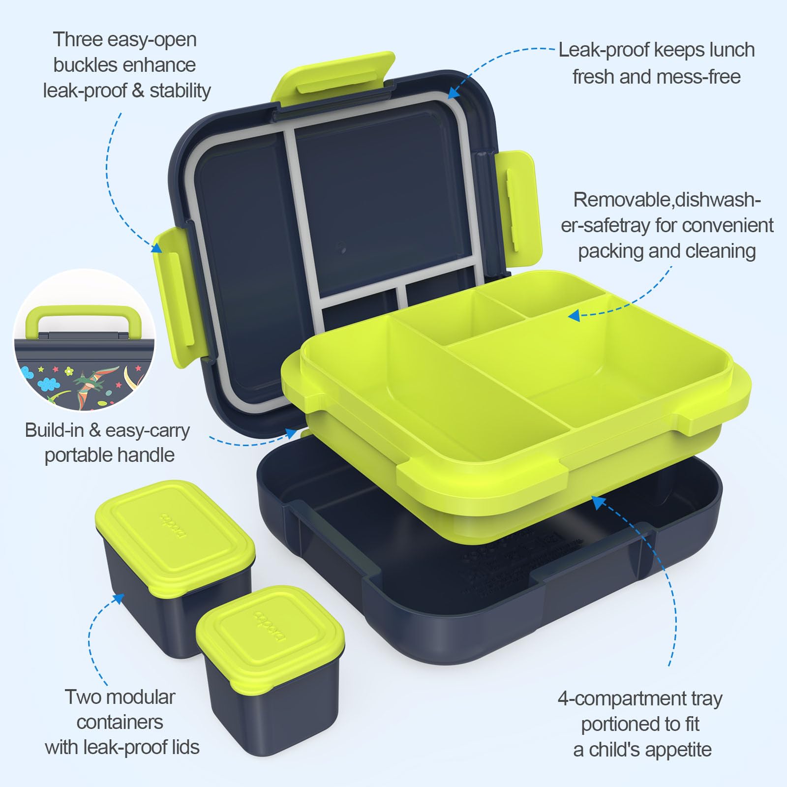 Caperci bento box leak-proof lid with silicone gasket