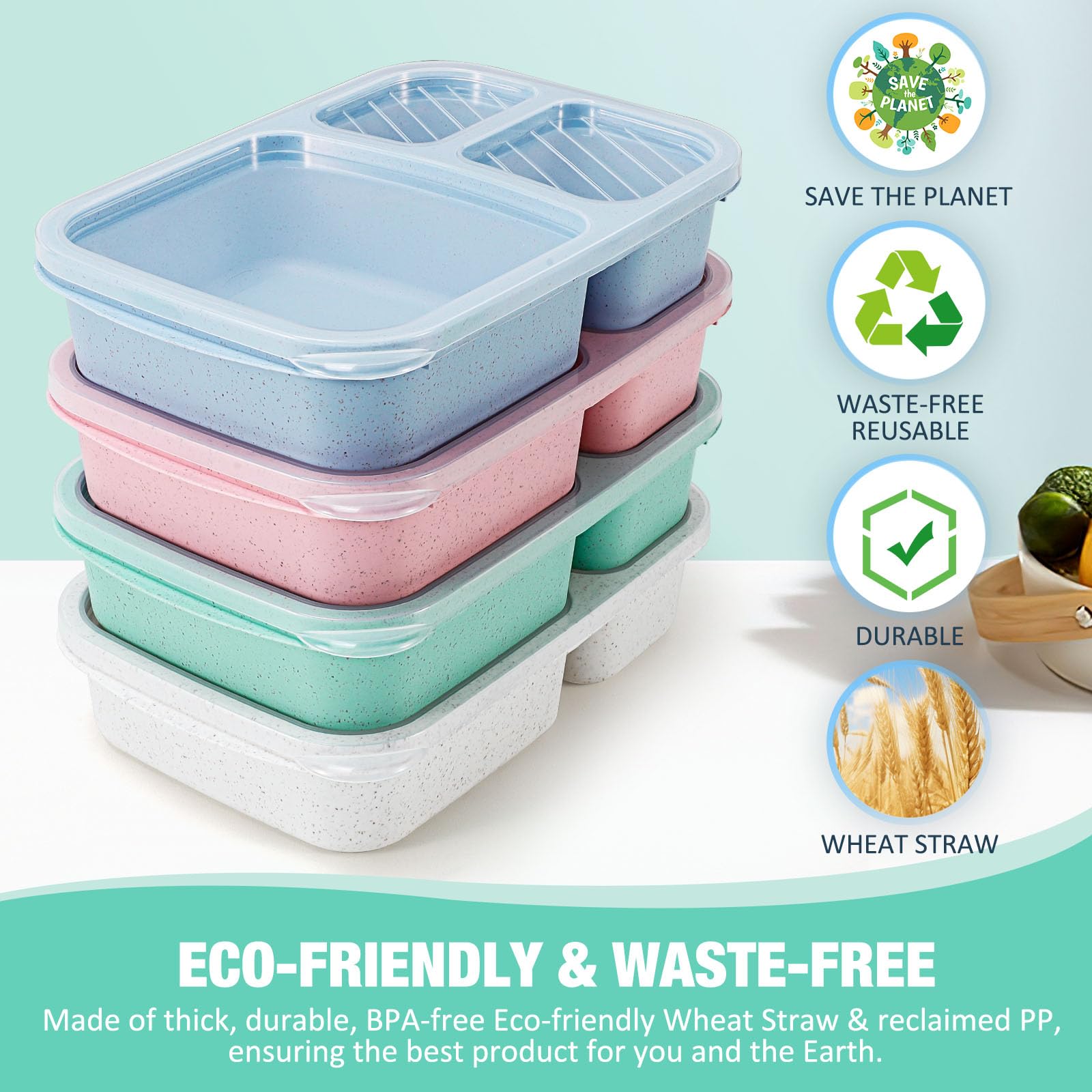 Caperci bento lids clear and multicolor for easy portion recognition