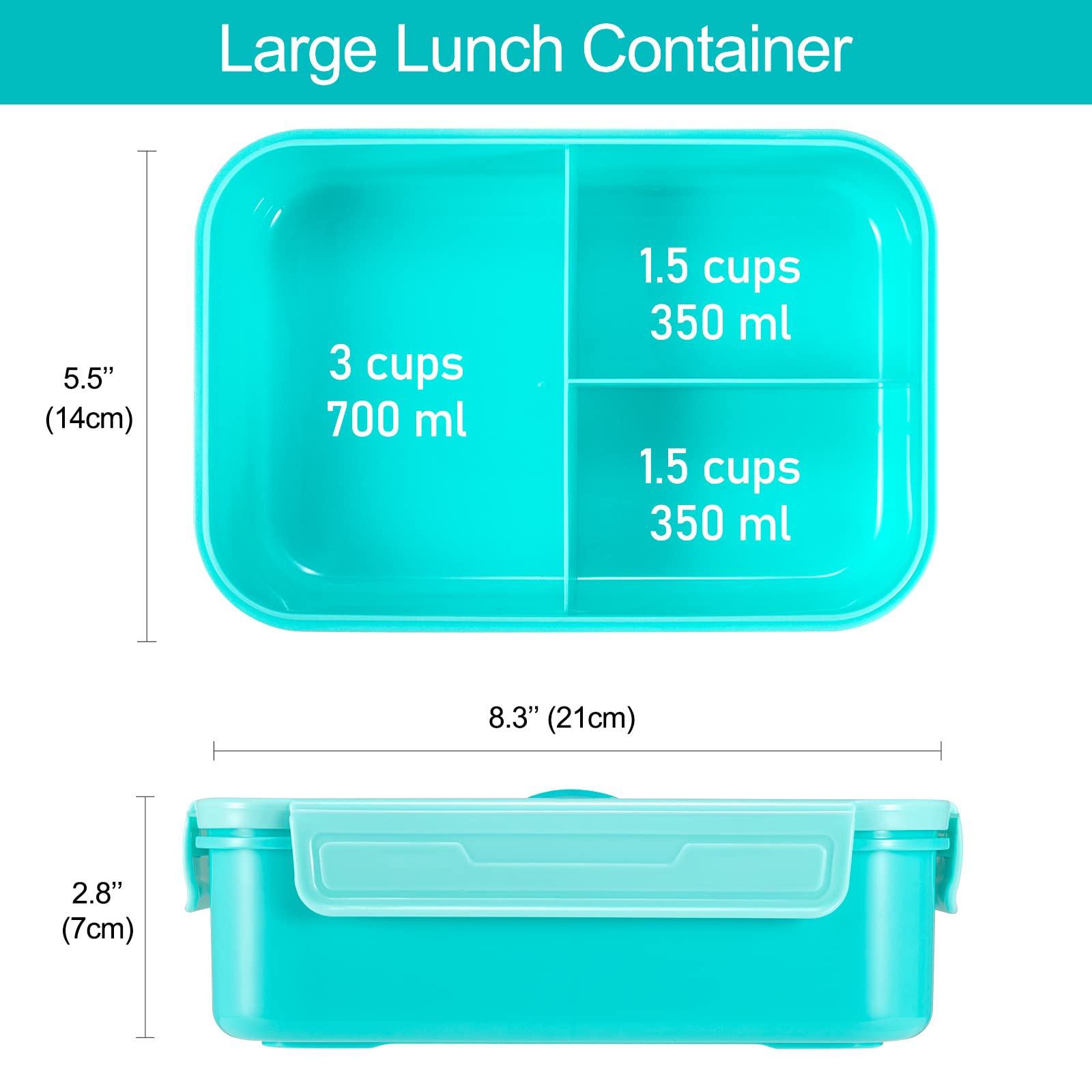 Caperci Classic Bento Box three compartments for organized meals.