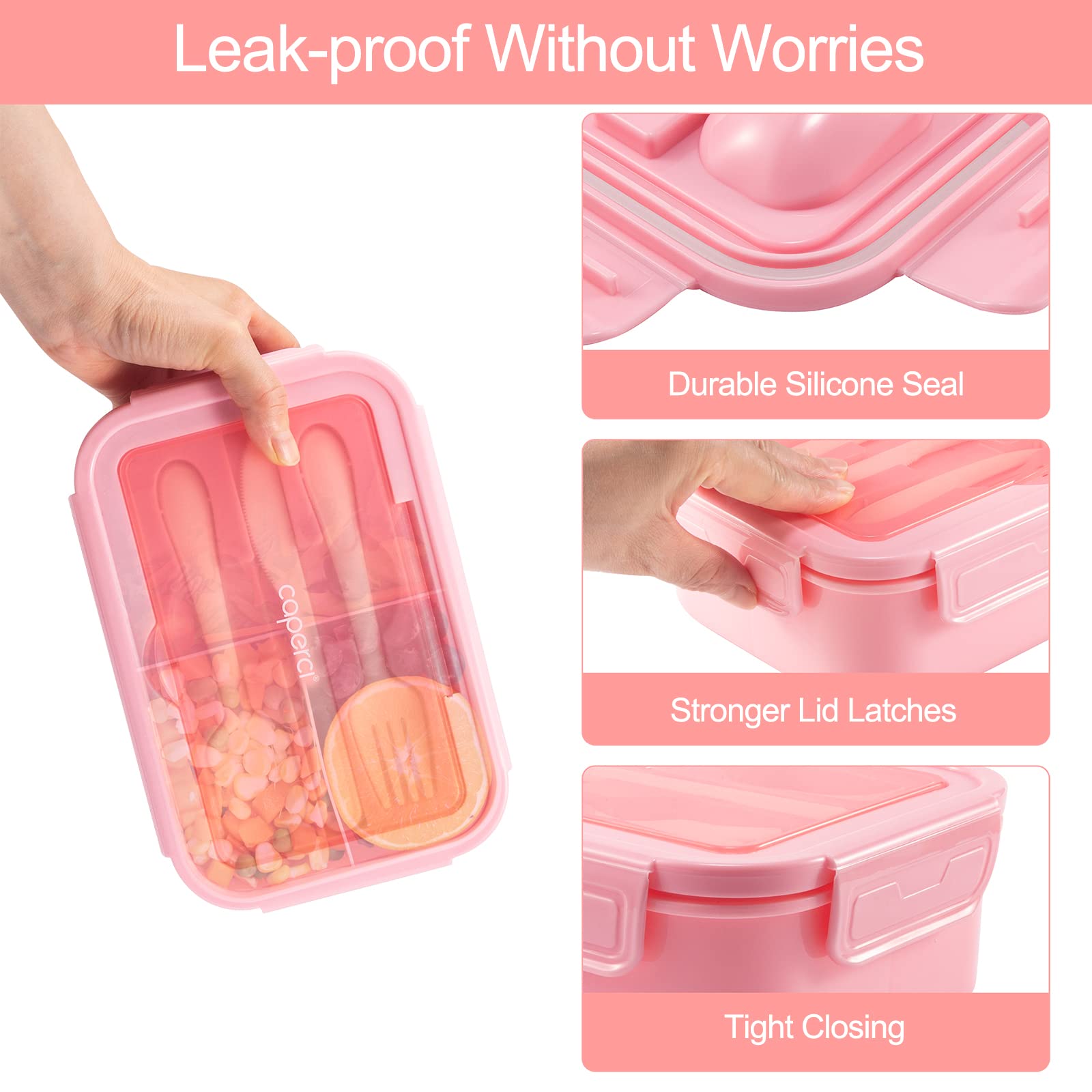 Caperci Classic Bento Box with built-in utensils for easy meals anywhere