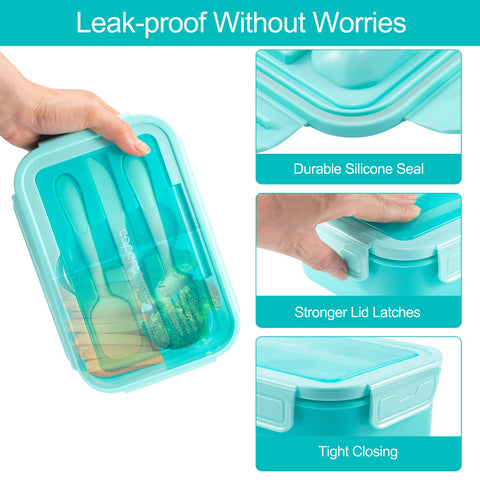 Caperci Classic Bento Box built-in utensils for convenient meals anywhere.