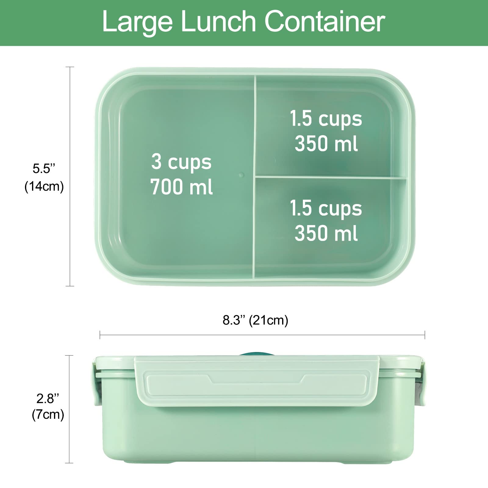 Caperci Classic Bento Box closed with built-in utensils, ready for on-the-go use.