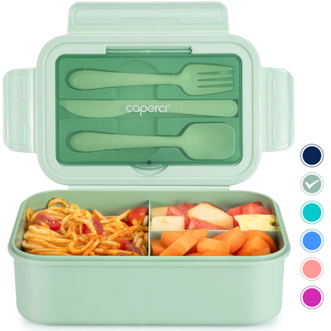 Caperci Classic Bento Box open to reveal three compartments for balanced meals.