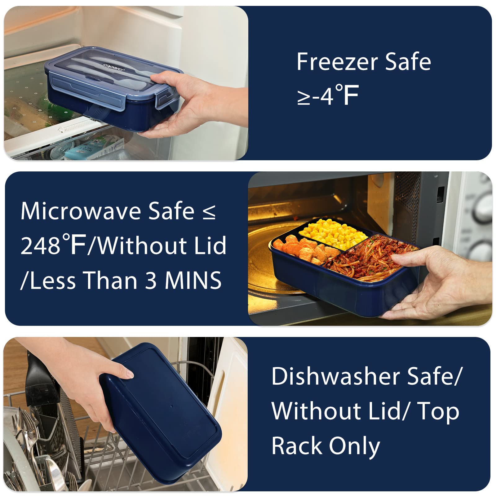 Top-shelf dishwasher-safe tray on the Caperci Classic for simple cleaning.