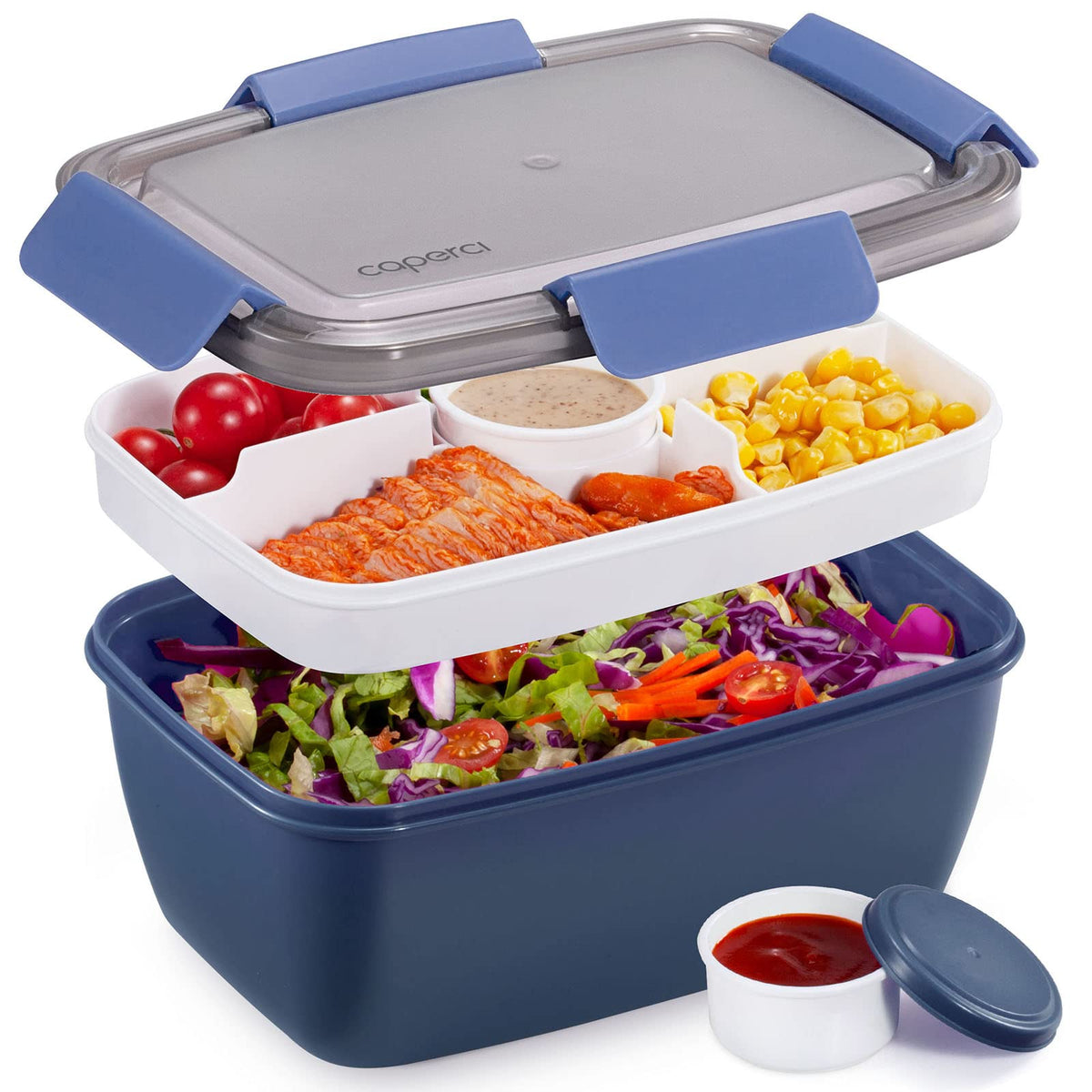 Caperci leakproof lid with silicone seal keeps meals fresh on the go.