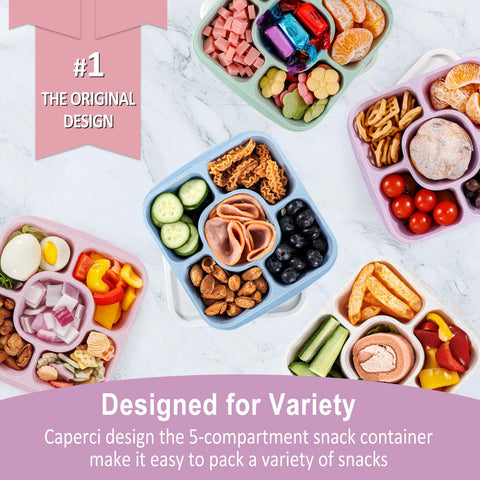 Caperci lunchable lid sealing a compartment for freshness on the go.