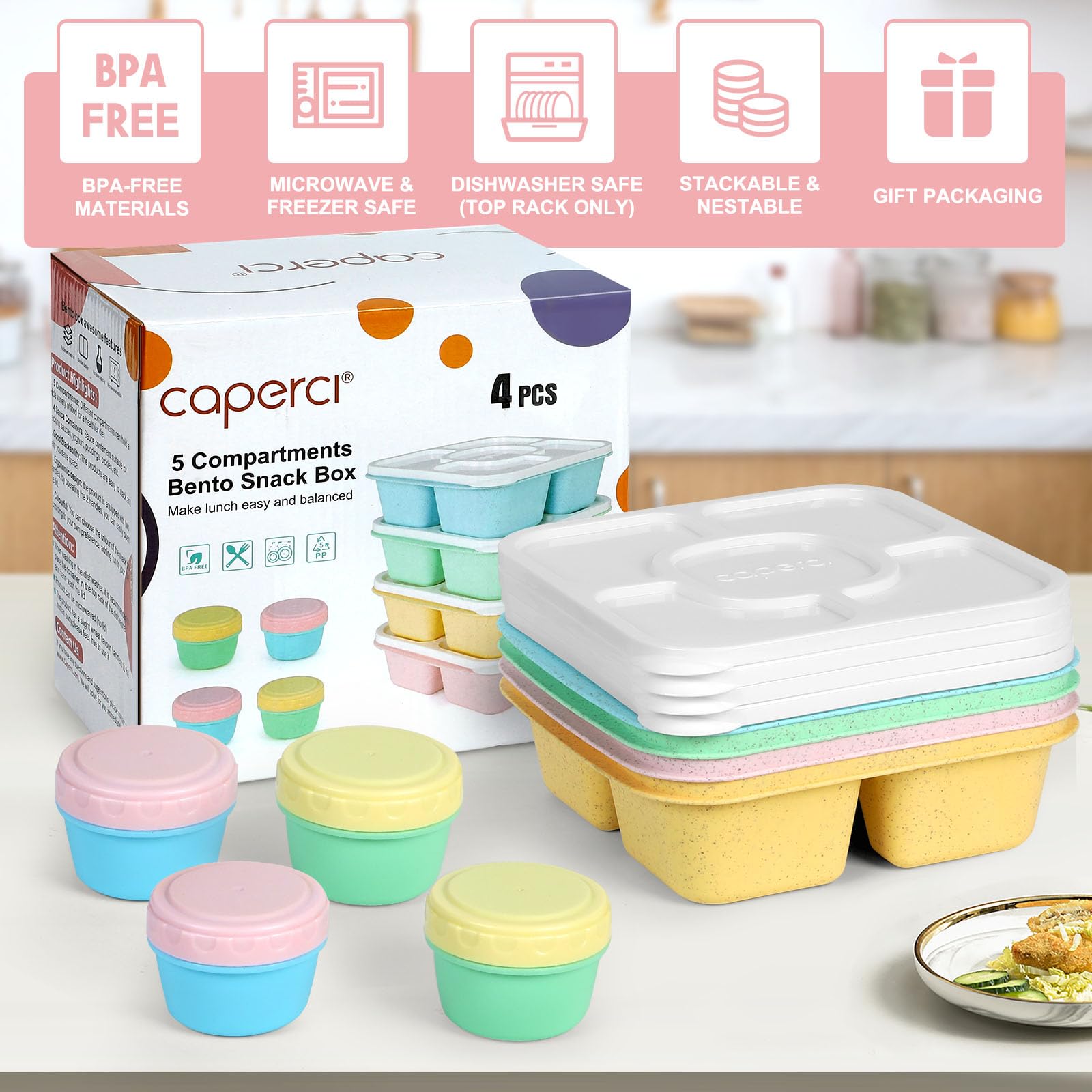 Caperci microwave-safe lunch box for quick reheating meals.