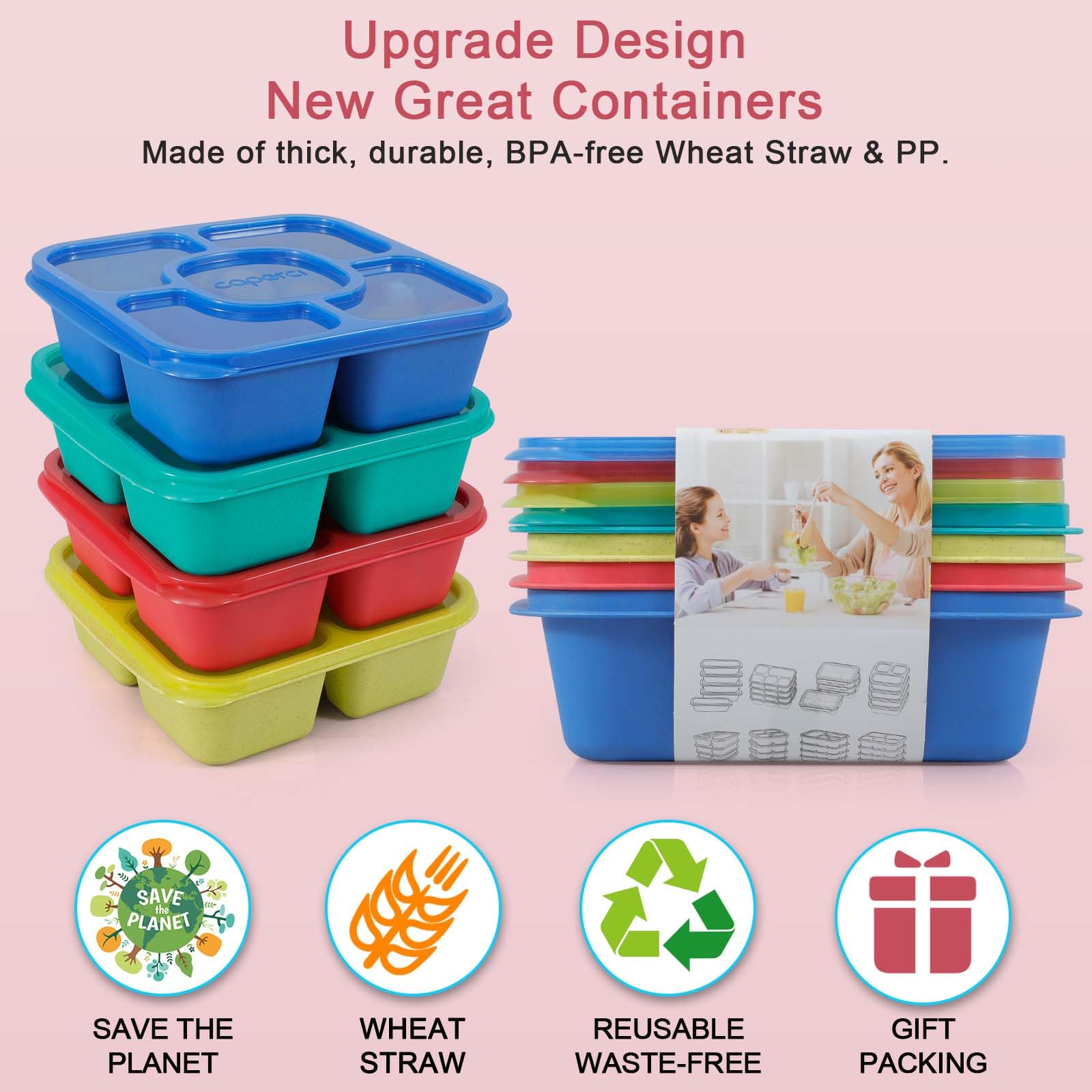 Open Caperci snack box reveals five compartments for diverse foods.