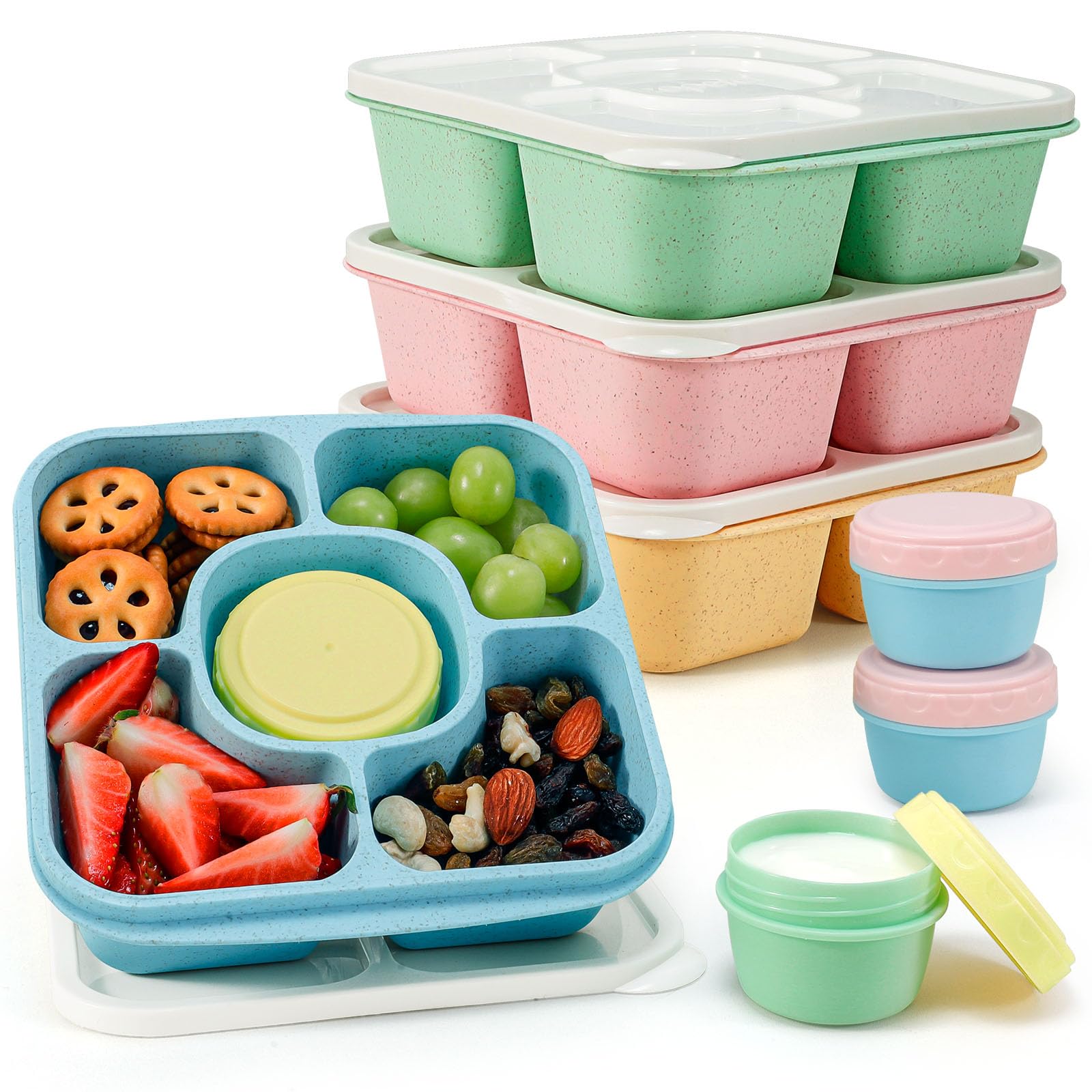 Caperci original 5-compartment lunchable box keeps snacks organized.