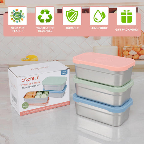 Caperci compact set fits in lunch bags for on-the-go snacking.