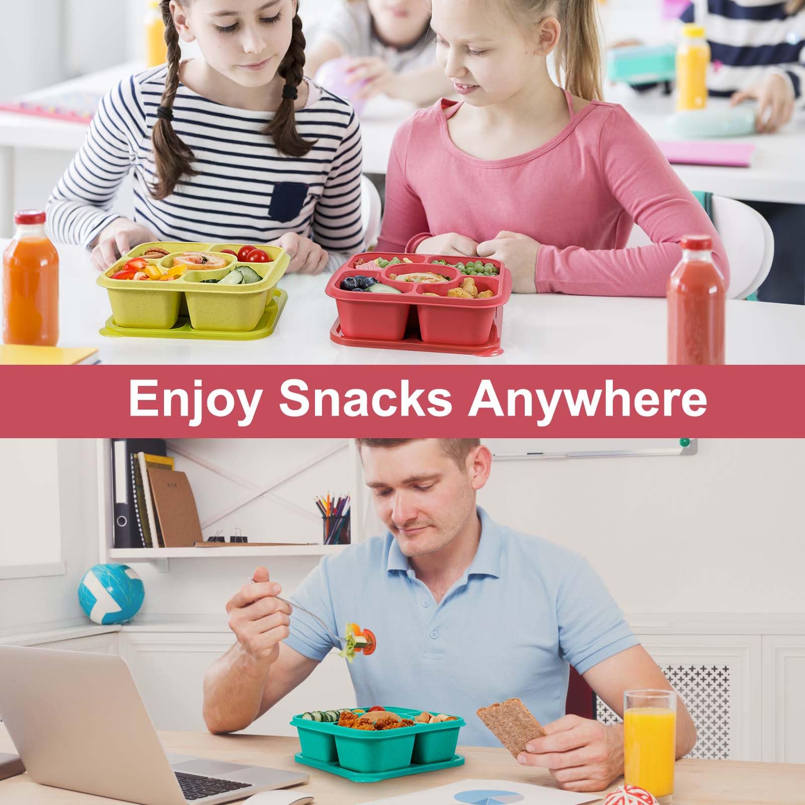 Caperci reusable bento containers ideal for school, work, and travel packing.