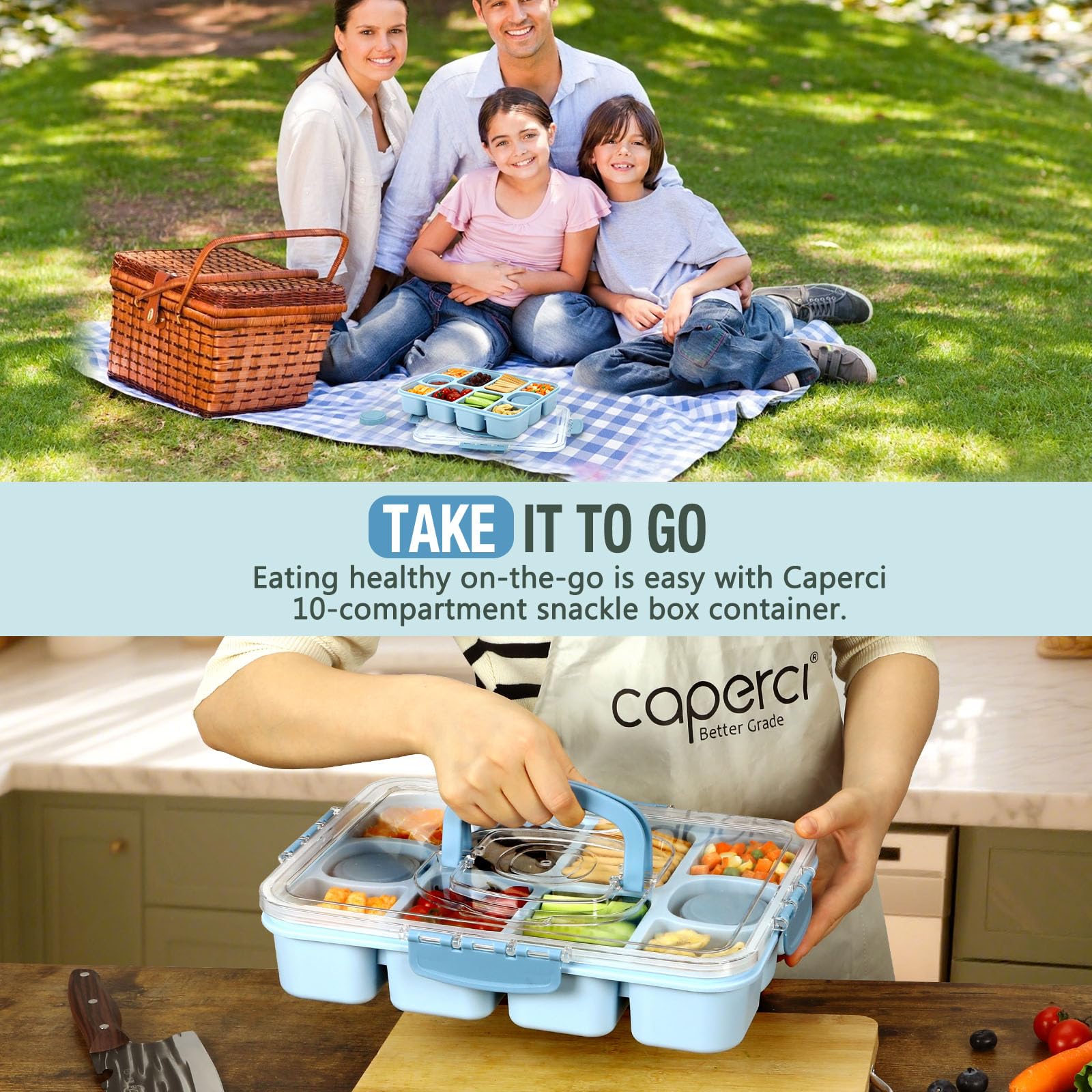 Caperci Snackle Box BPA-free for reusable, safe snacks