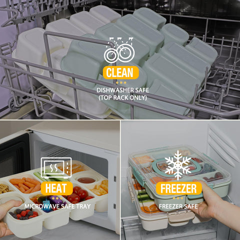 Caperci Snackle Box Mint Green dishwasher-safe components for easy cleaning.