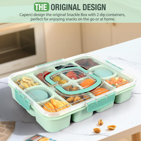 Caperci Snackle Box Mint Green stackable design for compact storage.