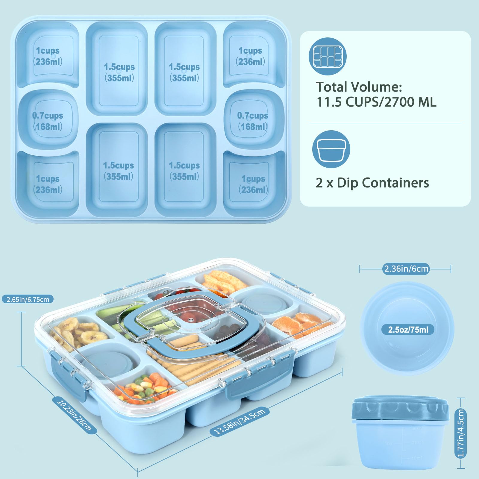 Caperci Snackle Box with handle for easy transport