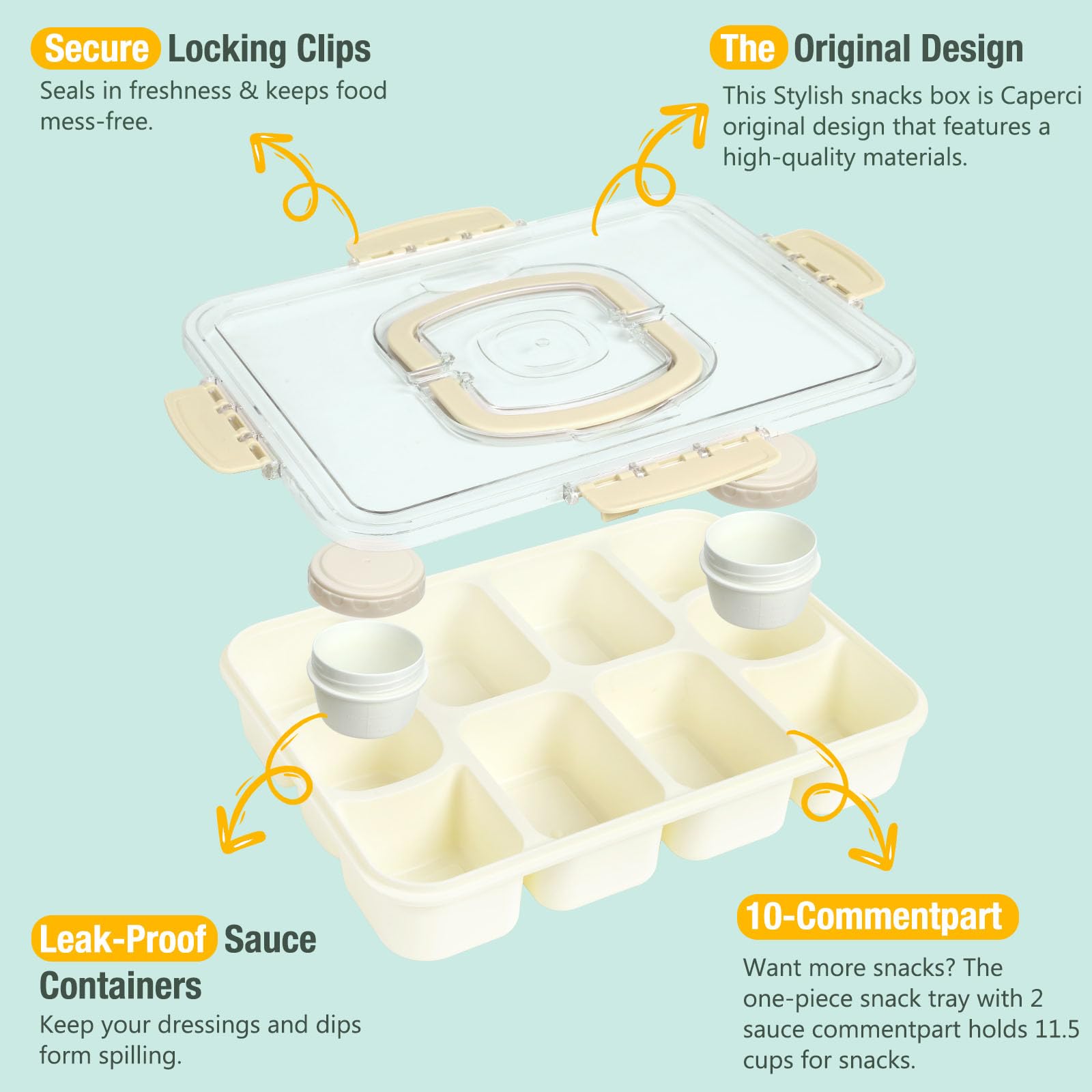 Caperci Snackle features a sturdy handle for easy transport.