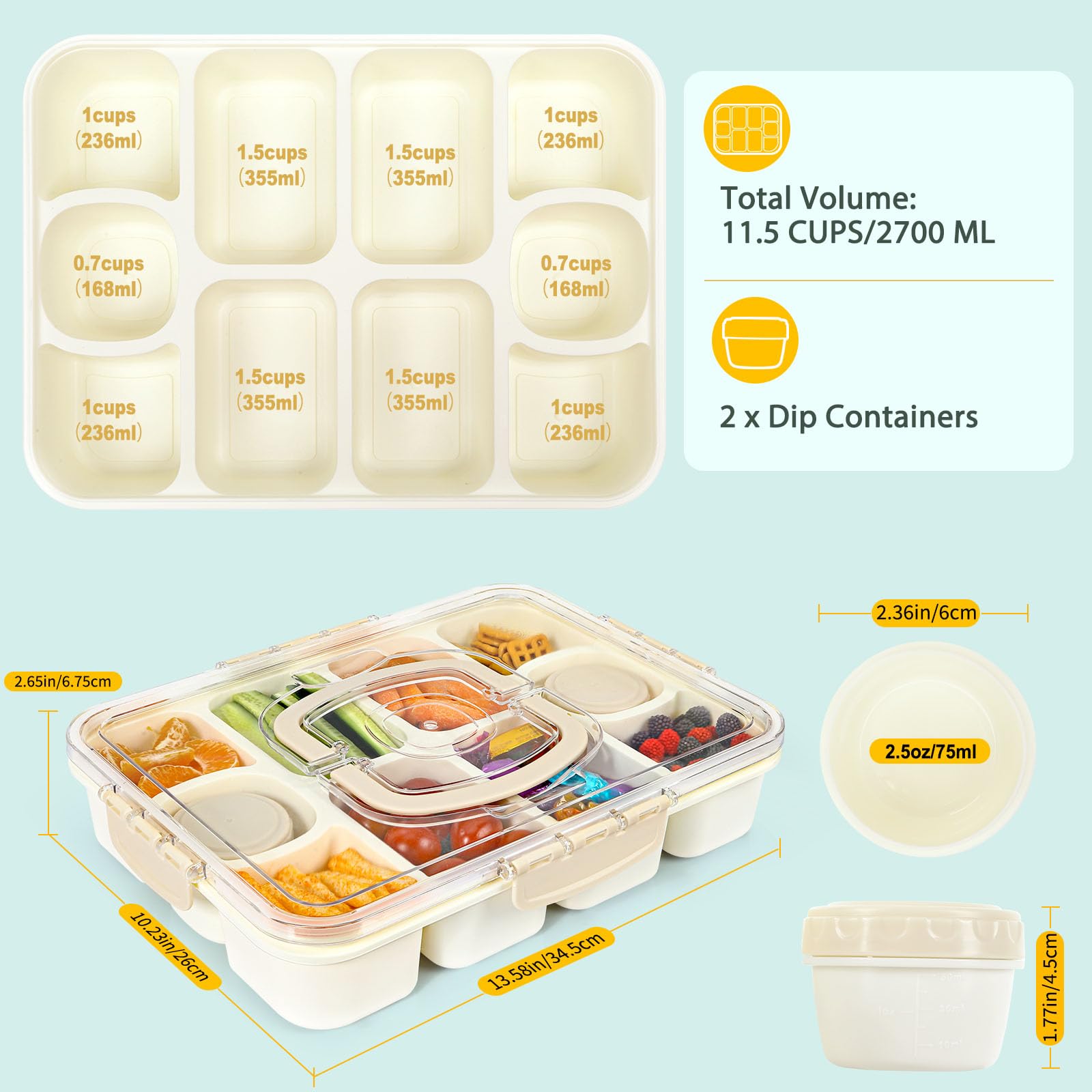 Caperci Snackle set shown during a picnic with assorted snacks.
