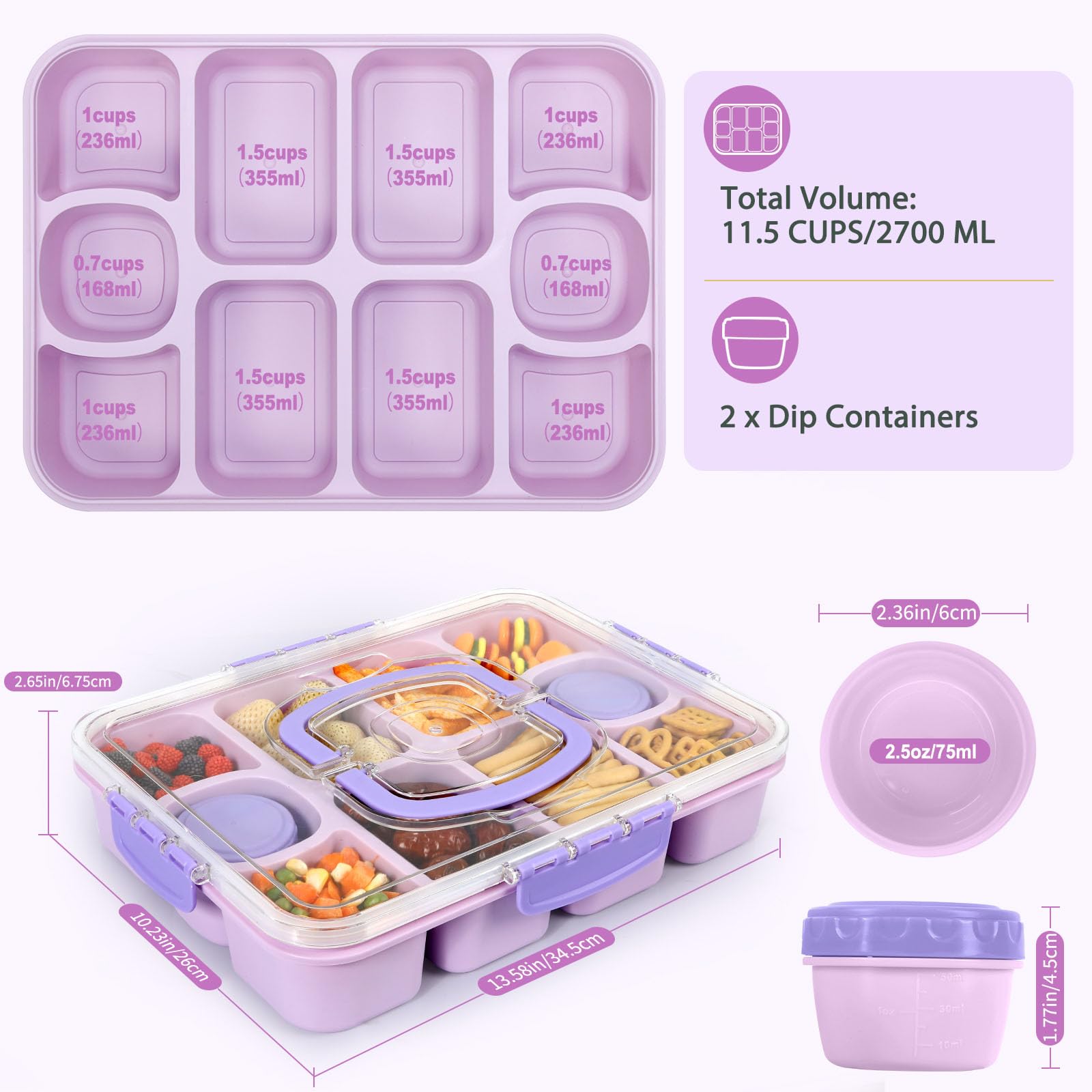 Travel-friendly Snackle tray with ergonomic handle for easy transport.