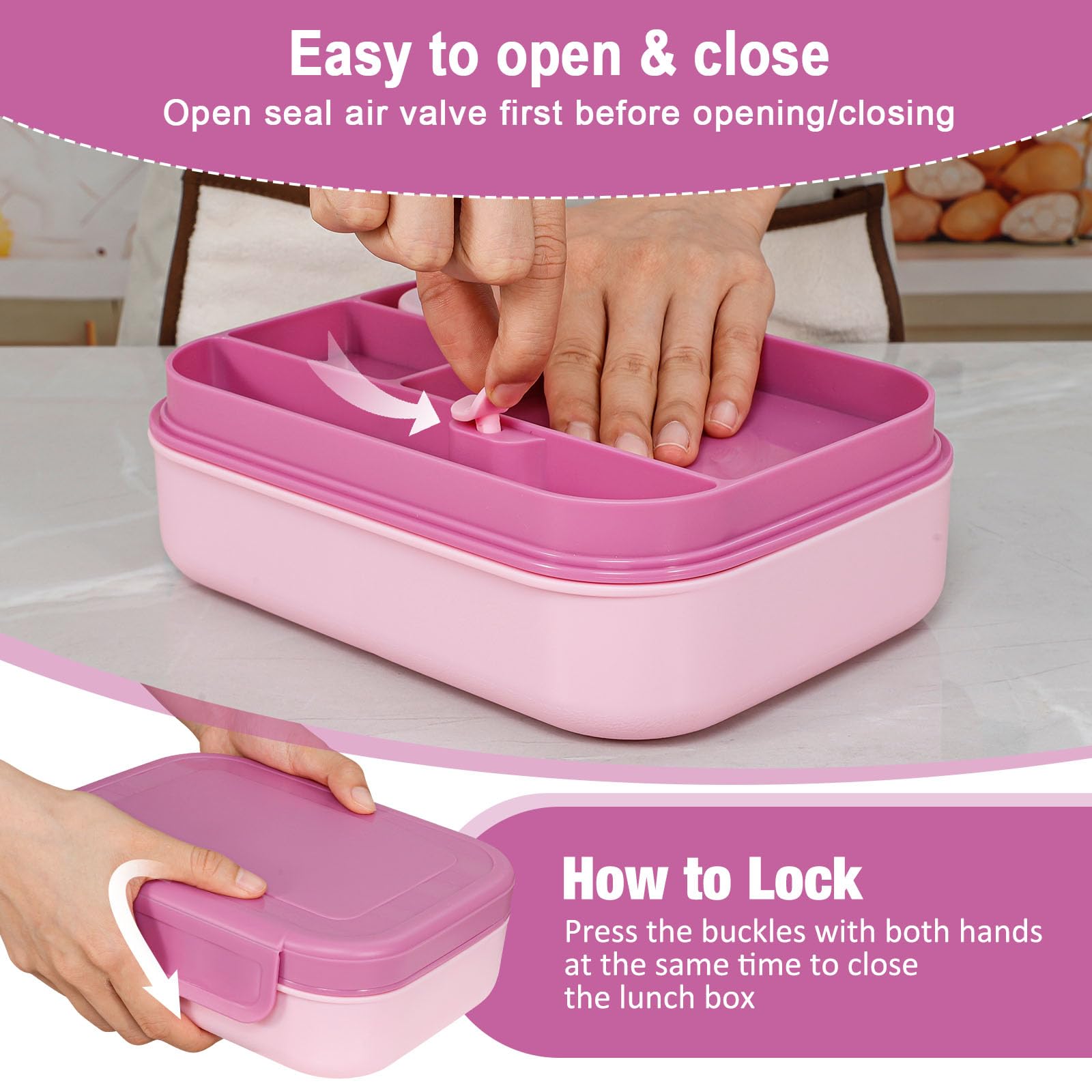 Caperci stackable bento locking clips keep meals sealed and fresh.