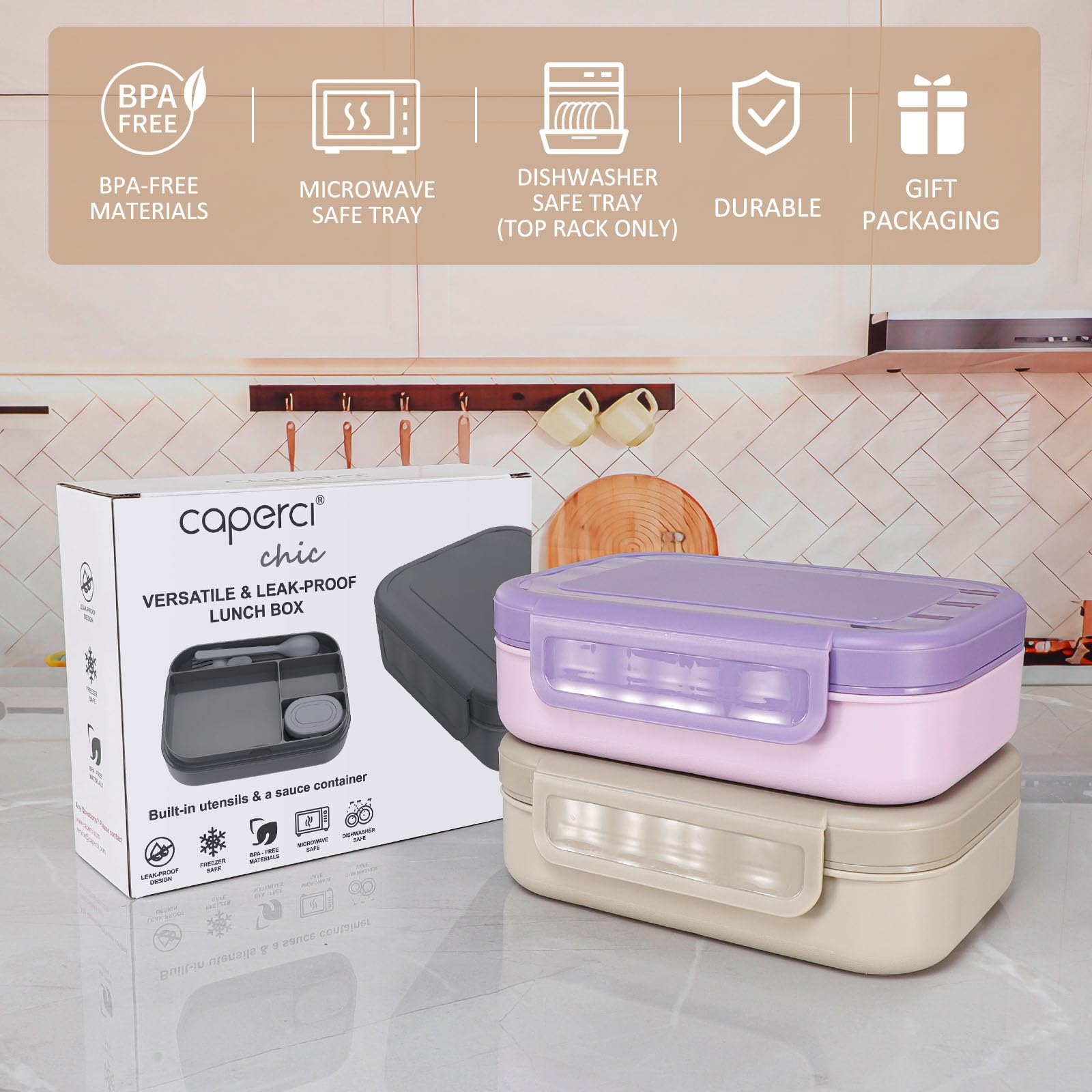 Caperci pale mocha lunch box ideal for adult or teen meals.