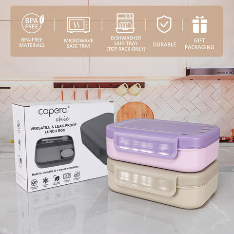 Caperci pale mocha lunch box ideal for adult or teen meals.